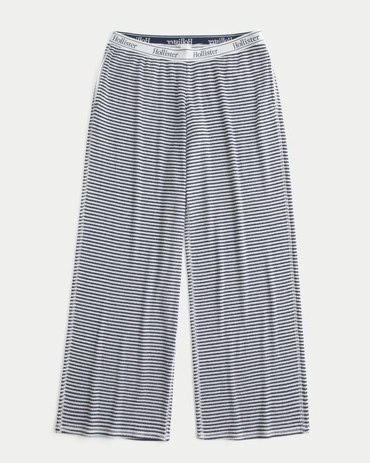Hollister Gray Cozy Rib Elastic Waist Wide-leg Pants