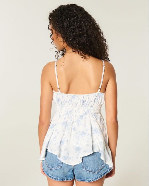 Hollister White Easy Asymmetrical Hem Babydoll Tank