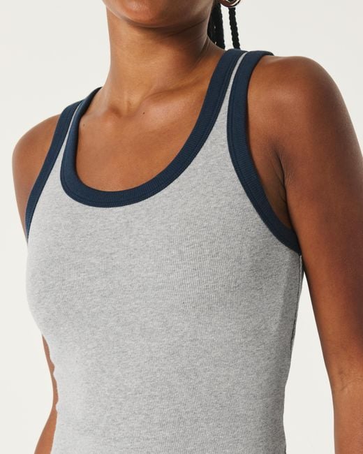 Hollister Gray Ribbed Scoop Tank