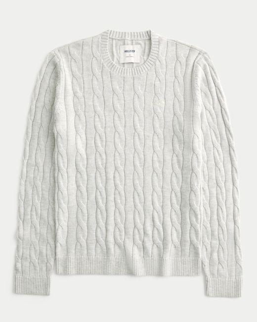 Hollister Leichter Pullover mit Rundhalsausschnitt und Zopfmuster in White für Herren
