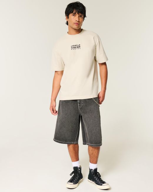 Hollister Blue Boxy Heavyweight Oracle Red Bull Racing Graphic Tee for men