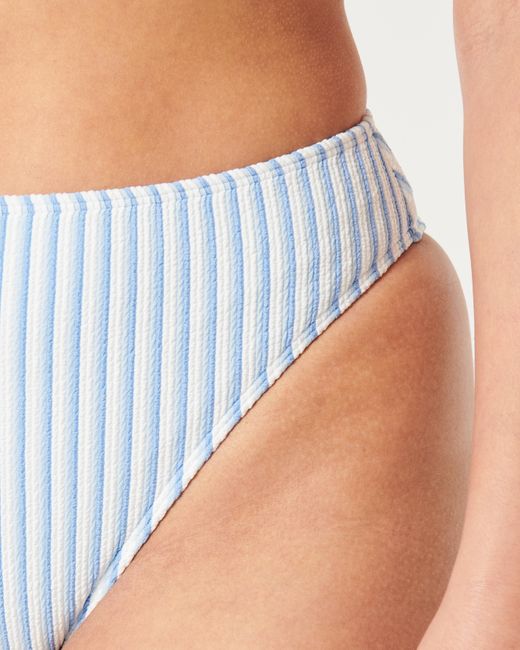 Hollister Blue Curvy High-leg High-waist Scrunch-ribbed Cheeky Bikini Bottom