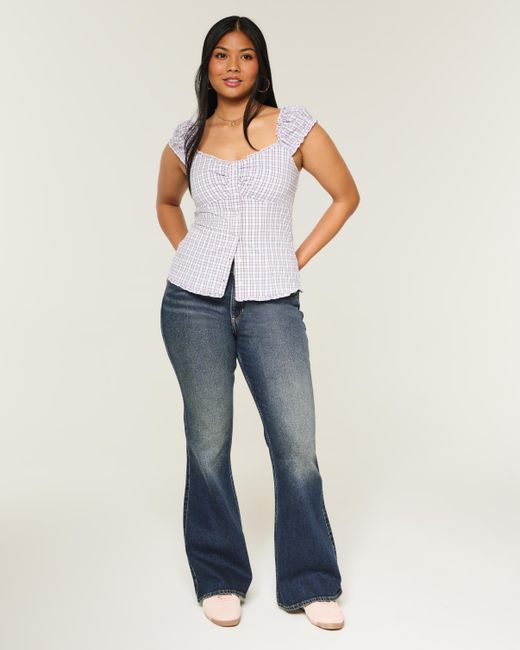 Hollister Blue High-rise Dark Wash Flare Jeans