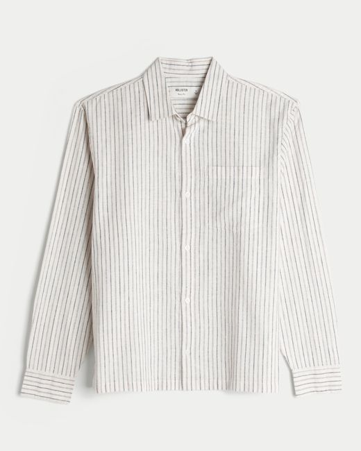 Hollister White Long-sleeve Linen-blend Shirt for men