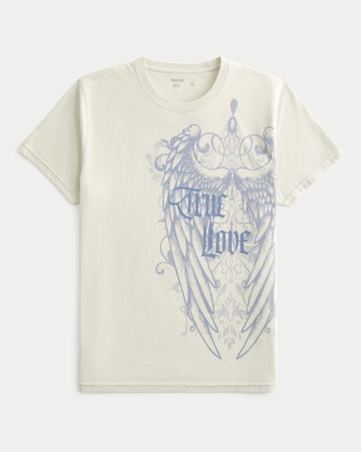 Hollister White Cotton True Love Graphic Tee for men