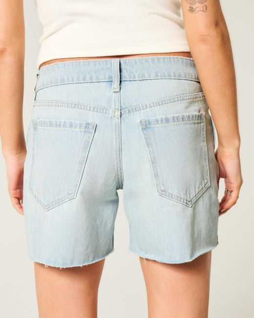 Hollister Blue Low-rise Light Wash Baggy Denim Shorts 5"