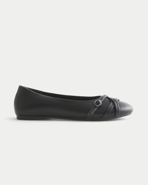Hollister Black Faux Leather Flats