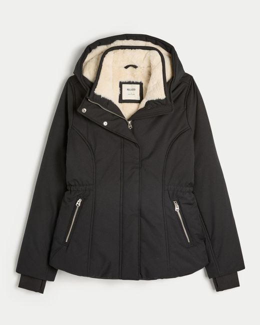 Hollister Black Faux Fur-lined All-weather Jacket