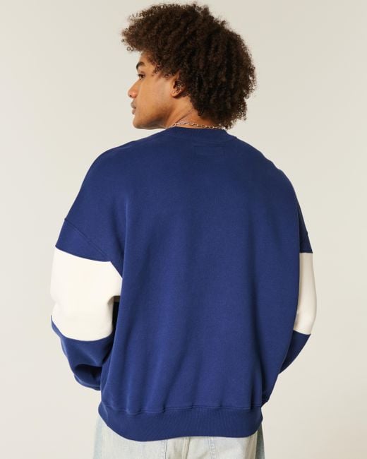 Hollister Blue Baggy Cinch Maui Graphic Crew Sweatshirt for men