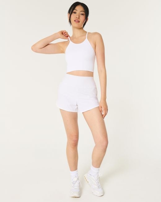 Hollister White Gilly Hicks Active Ribbed Seamless Fabric High-neck Tank