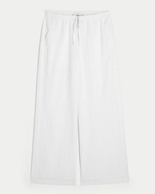 Hollister White Hollister Ella Eyelet Wide-leg Pants