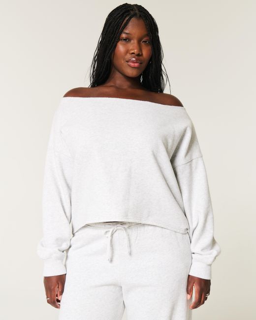 Hollister White Lässiges Sweatshirt mit schulterfreiem Design