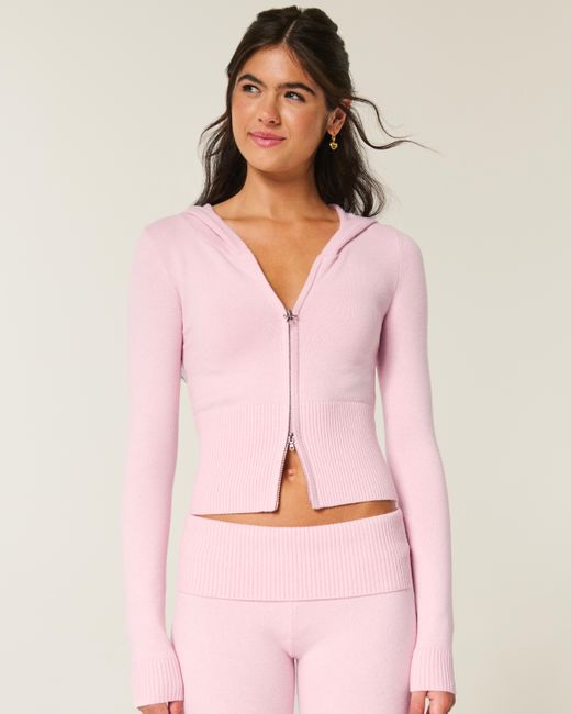 Hollister Pink Gilly Hicks Zip-up Sweater Hoodie