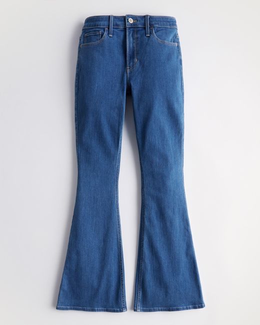 Hollister High-rise Medium Wash Flare Jeans in Blue | Lyst UK