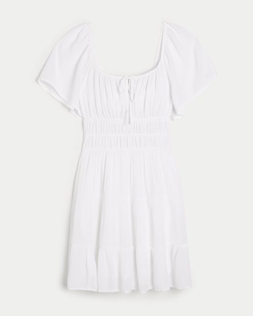 Hollister White Gestepptes, rückenfreies Skort-Kleid