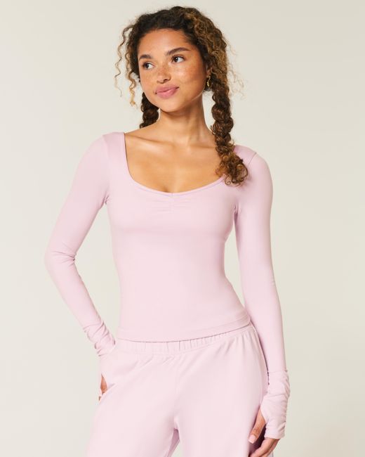Hollister Pink Gilly Hicks Active Recharge Cinch Sweetheart Top