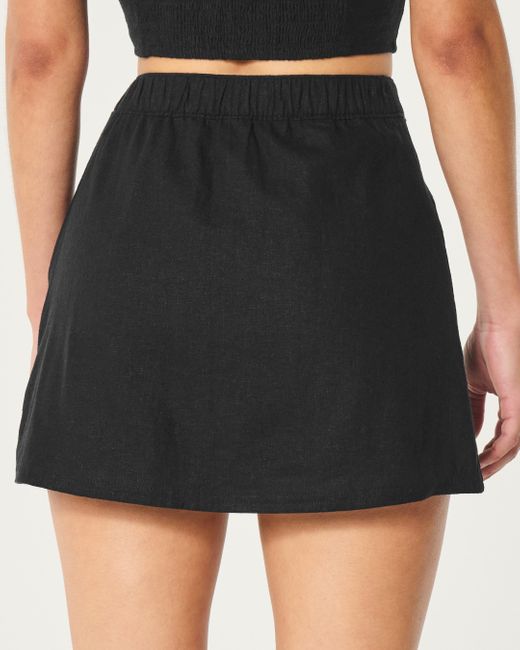 Hollister Black Linen Blend Mini Skirt