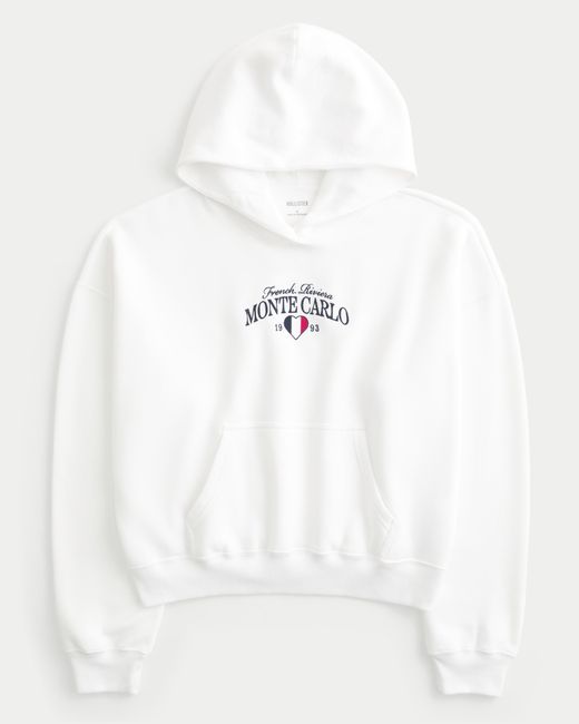 Hollister White Easy Monte Carlo Graphic Hoodie
