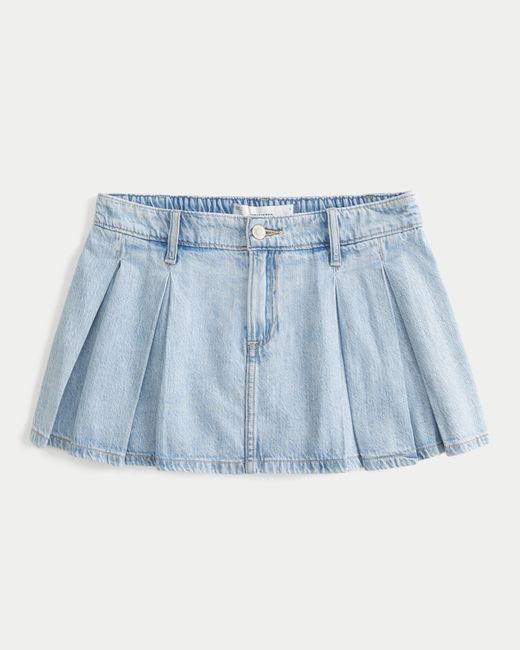 Hollister Blue Light Wash Pleated Mini Skort