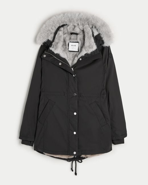 Hollister Black Faux Fur-lined Parka
