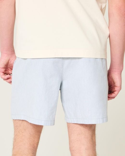 Hollister Pull-On Shorts, die bis zur Mitte des Oberschenkels reichen, aus Leinenmischung in Blue für Herren