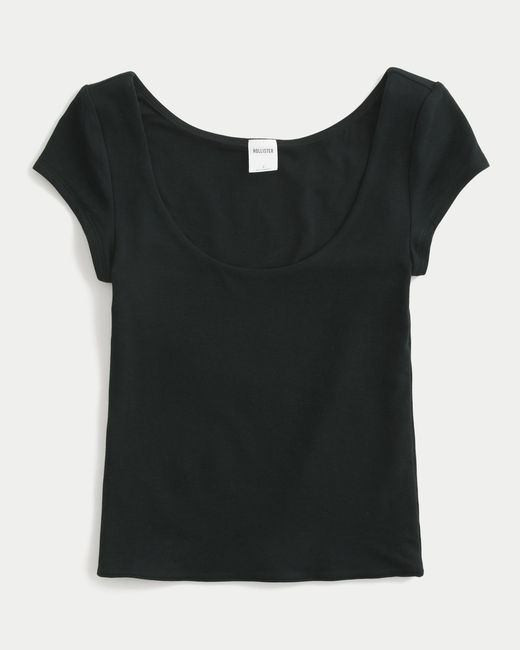 Hollister Black Must-have Basics Scoop/crew T-shirt