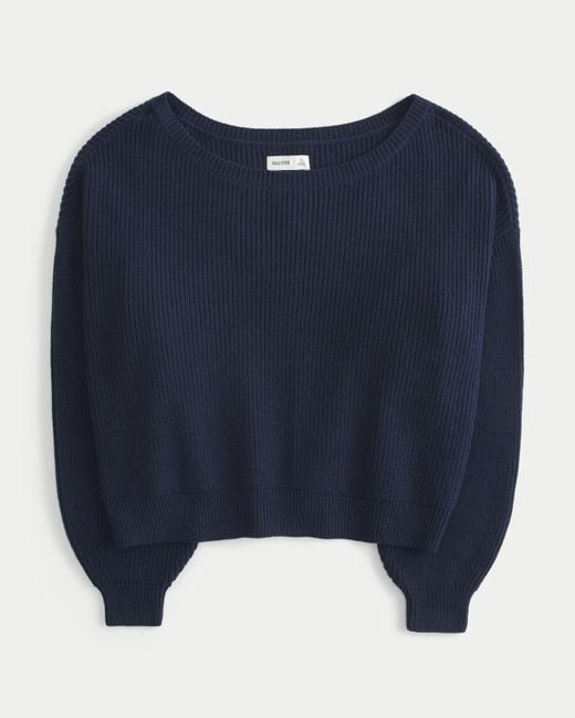 Hollister Blue Slouchy Off-the-shoulder Sweater