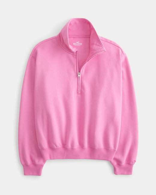Hollister Pink Lässiges Wohlfühl-Sweatshirt mit kurzem Reißverschluss