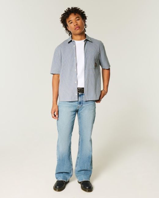 Hollister Blue Boxy Short-sleeve New York Graphic Shirt for men