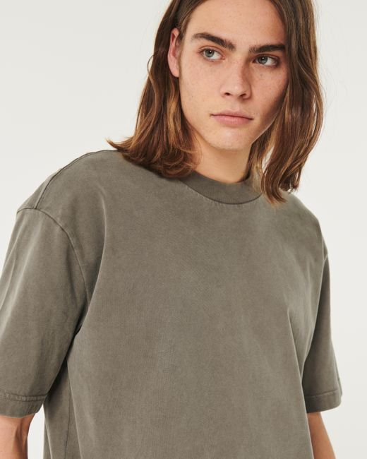Hollister Schweres, kastig geschnittenes T-Shirt aus Baumwolle mit Rundhalsausschnitt in Gray für Herren