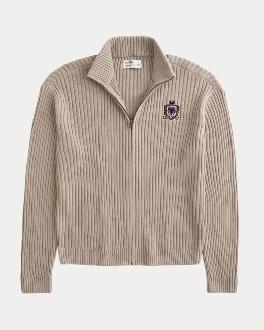 Hollister Entspannter Pullover mit Mokka-Ausschnitt und Reißverschluss in Gray für Herren
