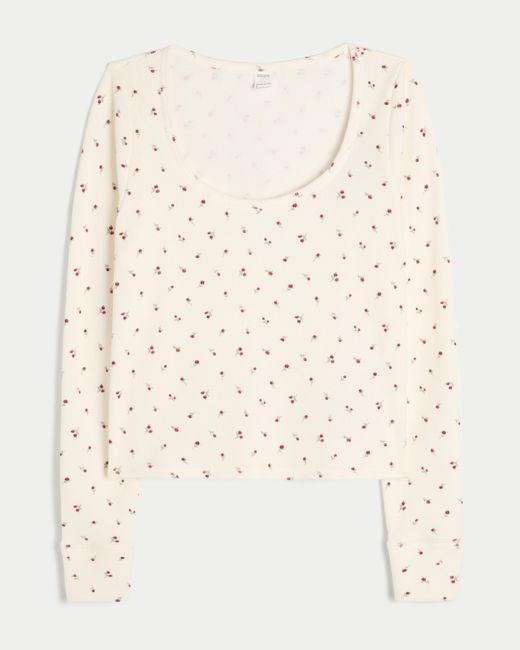 Hollister Natural Gilly Hicks Always Cozy Waffle Long-sleeve Scoop Top