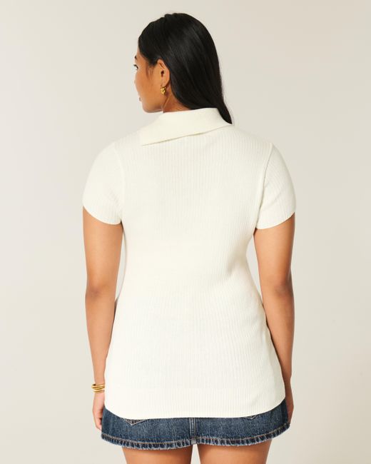 Hollister White Short-sleeve Tunic Sweater