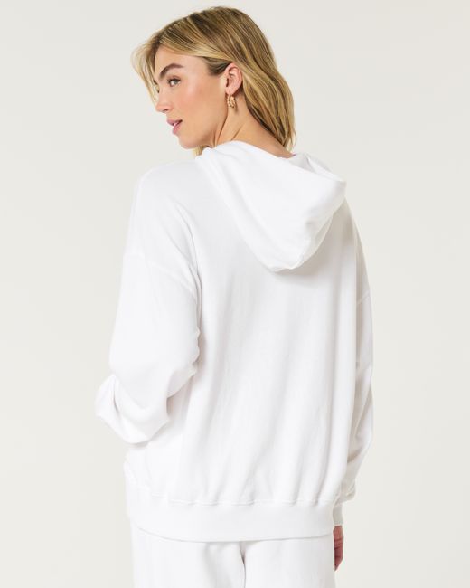 Hollister White Oversized-Hoodie aus Frottee