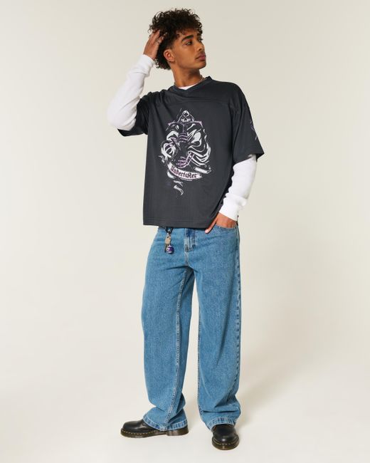 Hollister Black Baggy Undertaker Graphic Jersey for men