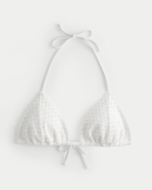 Hollister White Crochet-style String Triangle Bikini Top