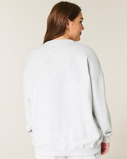 Hollister White Oversized Heart Graphic Crew Sweatshirt
