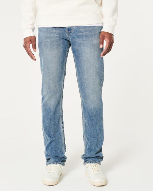 Hollister Blue Medium Wash Slim Straight Jeans for men