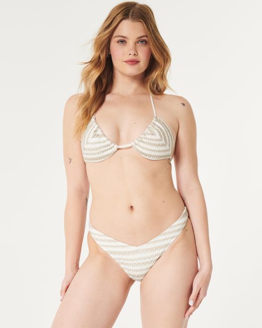 Hollister White Crochet-style High-leg Cheeky Bikini Bottom