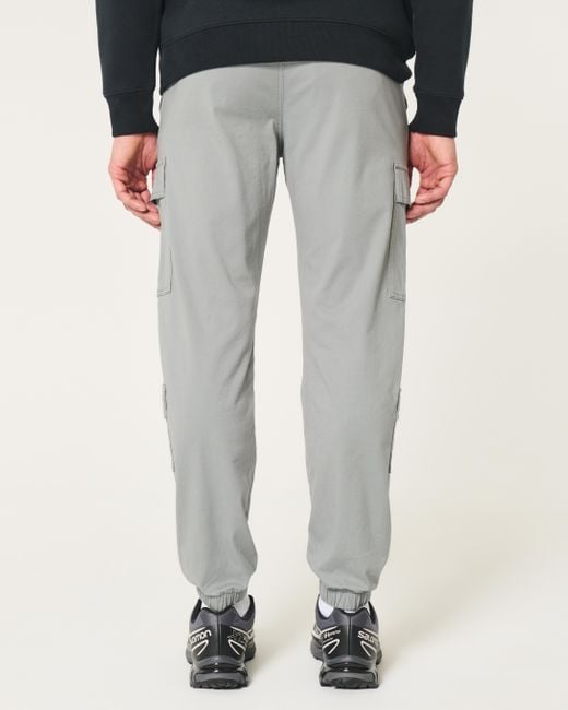 Hollister Gray Relaxed Twill Cargo Joggers for men