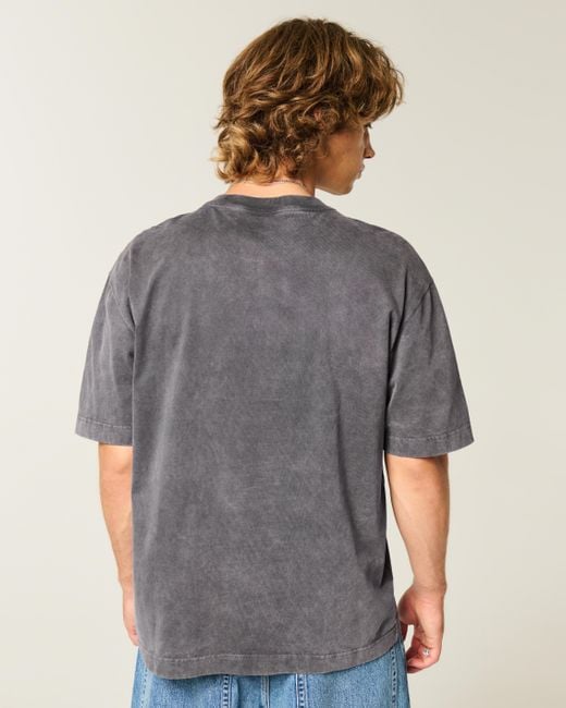 Hollister Black Boxy Heavyweight Argentine Football Association Graphic Tee for men