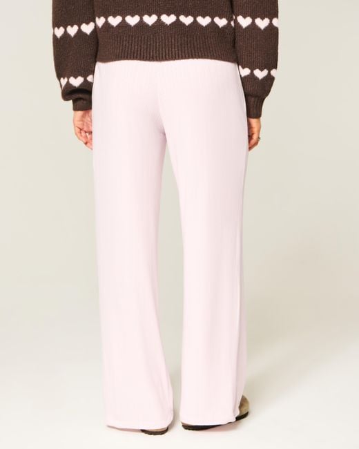 Hollister Pink Always Cozy Pointelle Wide-leg Boxer Pants