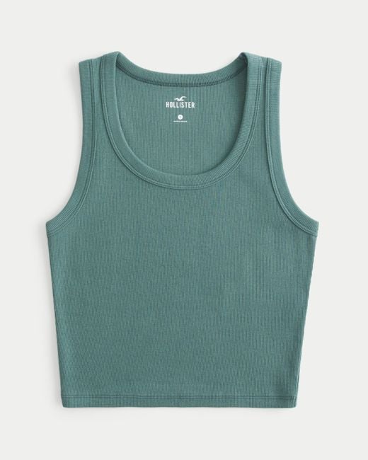 Hollister Green Ribbed Scoop Tank