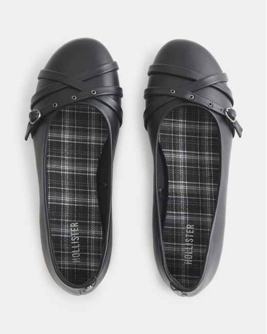 Hollister Black Faux Leather Flats