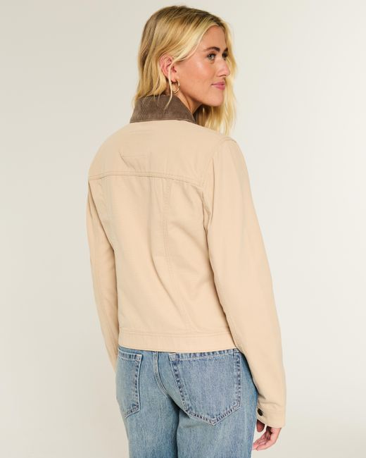 Hollister Twill Zip-up Jacket in Natural | Lyst UK