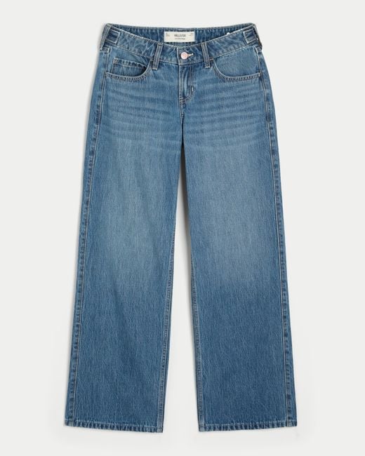 Hollister Blue Hollister Andi Adjustable Waist Low-rise Medium Wash Baggy Jeans