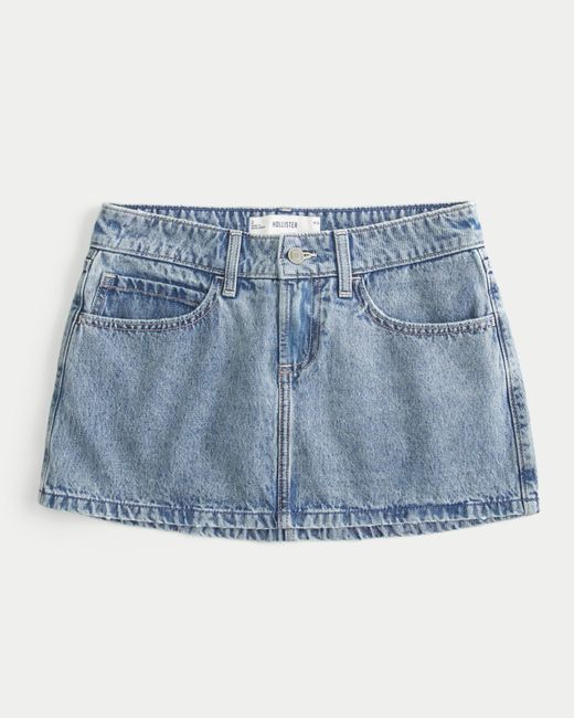 Hollister Blue Jeans-Miniskort mit Schnürsenkeln in heller Waschung