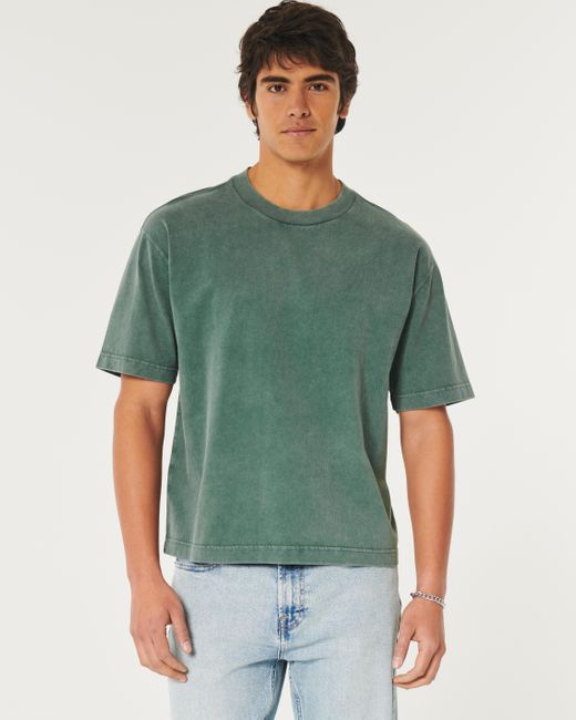 Hollister Green Heavyweight Boxy Crop Crew T-shirt for men