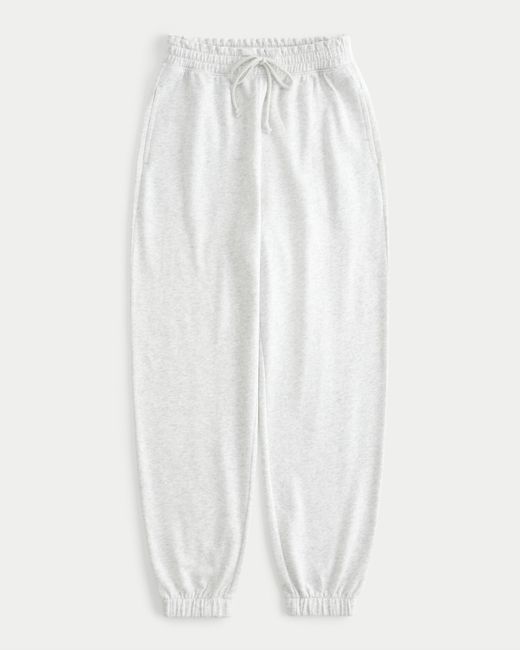 Hollister White Fleece Dad Joggers