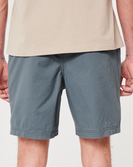 Hollister Blue Twill Pull-on Shorts 7" for men